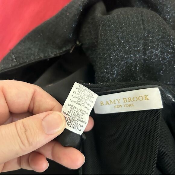 Ramy Brooks Shimmery Black Fitted Strapless Mini Dress Women's P excellent prewo - Picture 8 of 8